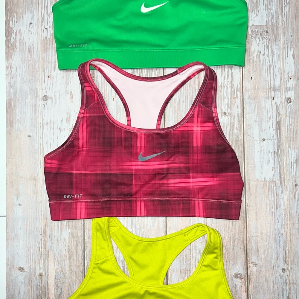 Nike Green, Neon Green and Pink/Red Pattern Sports - Bundle of 3 pictured